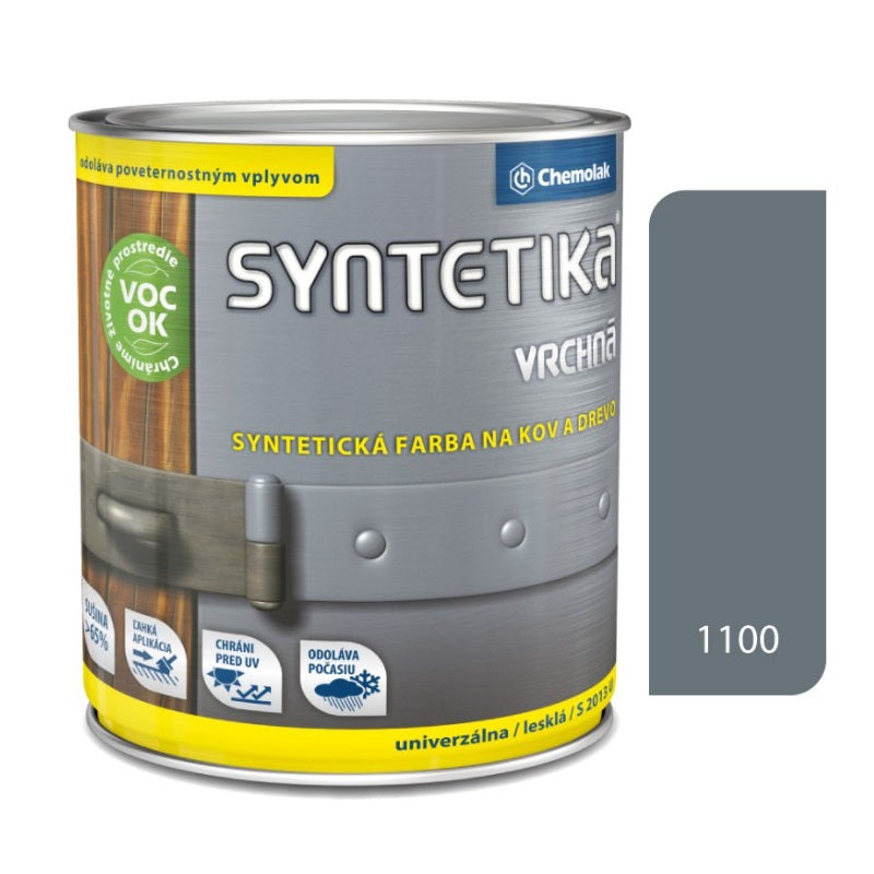 Chemolak SYNTETIKA S 2013 U Vrchní syntetická lesklá barva na kov a dřevo - 1100 - Šedá