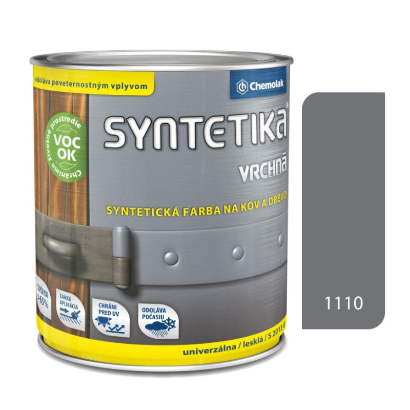 Chemolak SYNTETIKA S 2013 U Vrchní syntetická lesklá barva na kov a dřevo - 1110 - Světle šedá