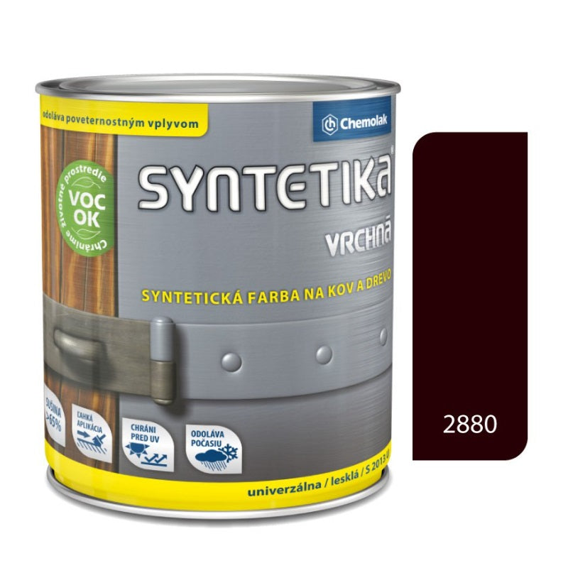 Chemolak SYNTETIKA S 2013 U Vrchní syntetická lesklá barva na kov a dřevo - 2880 - Palisandr