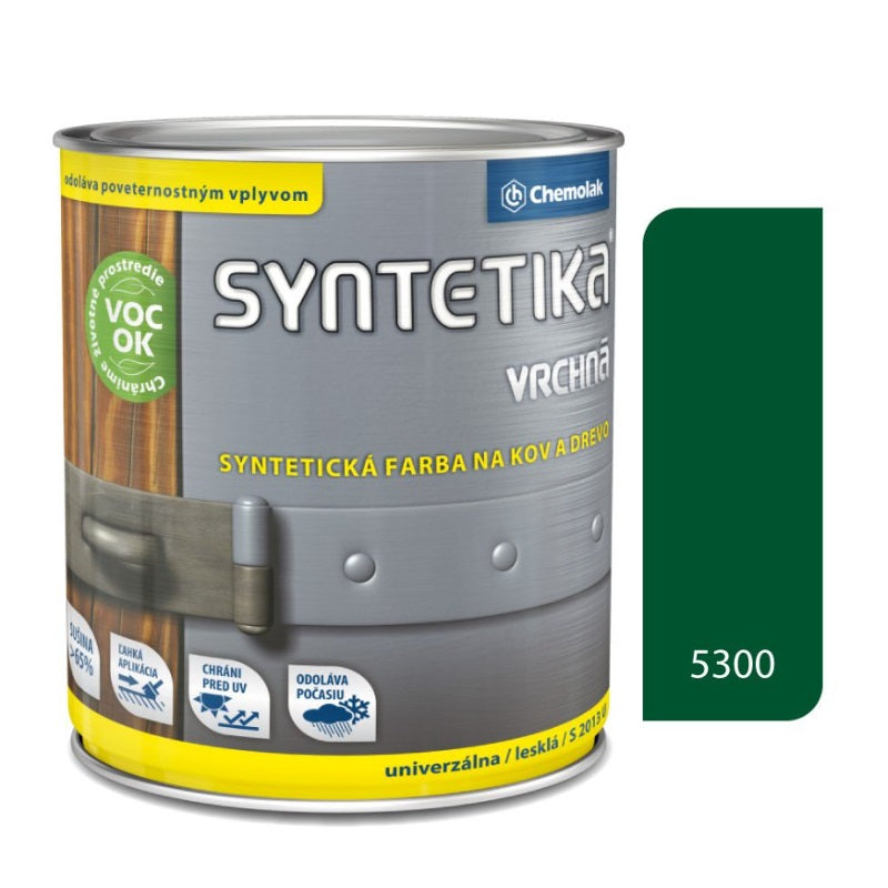 Chemolak SYNTETIKA S 2013 U Vrchní syntetická lesklá barva na kov a dřevo - 5300 - Středně zelená