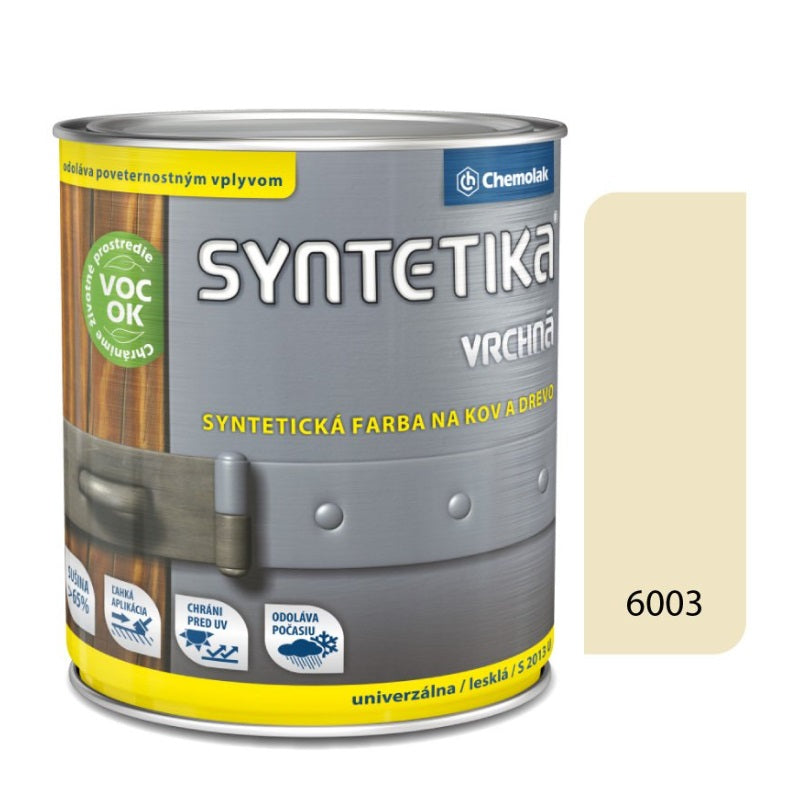 Chemolak SYNTETIKA S 2013 U Vrchní syntetická lesklá barva na kov a dřevo - 6003 - Slonová kost