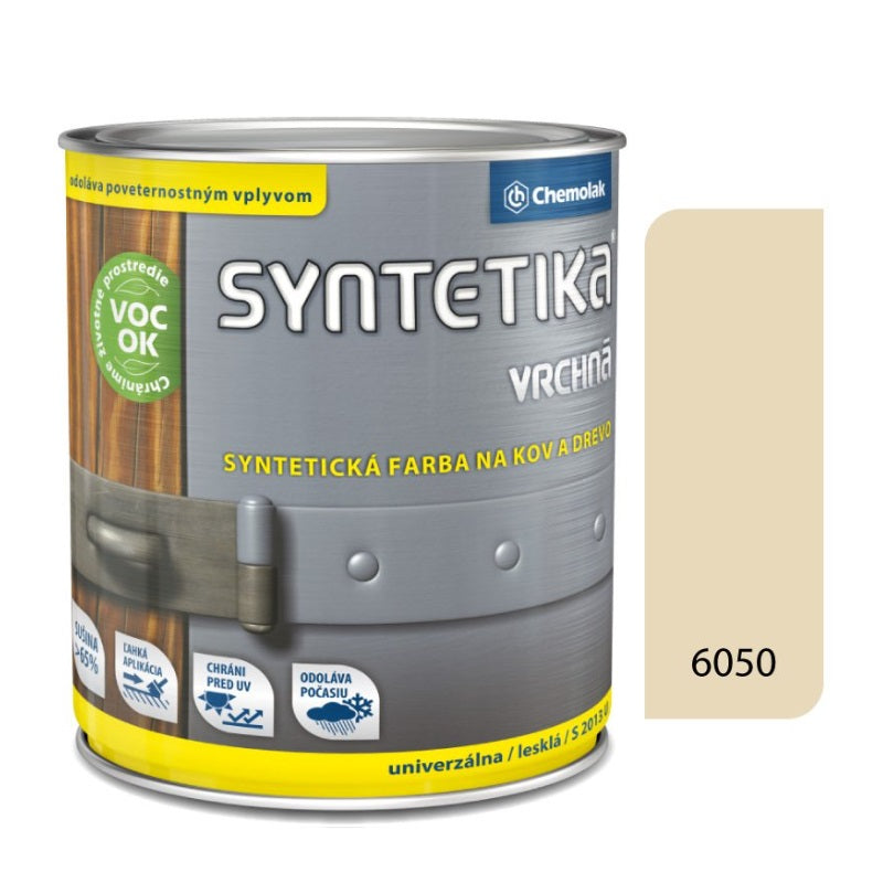 Chemolak SYNTETIKA S 2013 U Vrchní syntetická lesklá barva na kov a dřevo - 6050 - Krémová světla