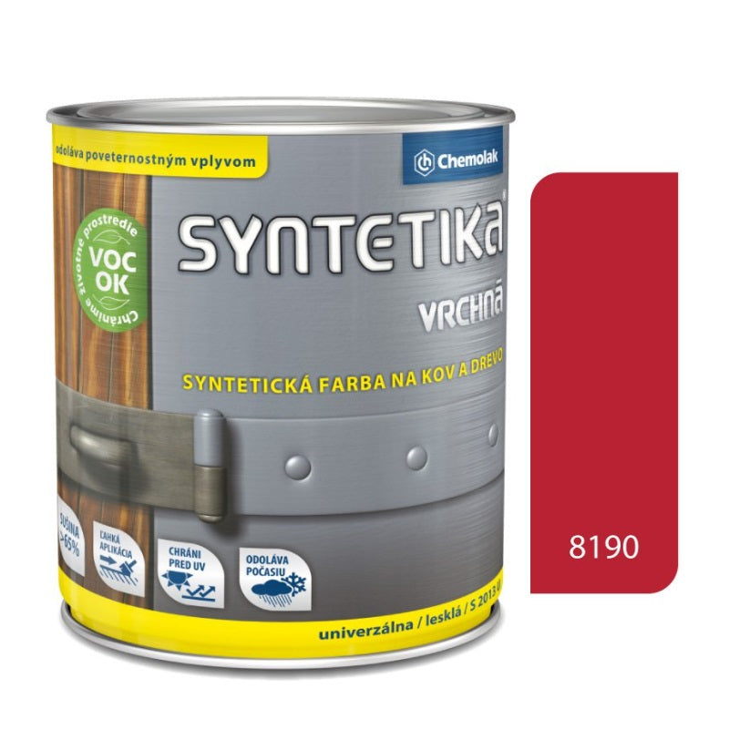 Chemolak SYNTETIKA S 2013 U Vrchní syntetická lesklá barva na kov a dřevo - 8190 - Červená tmavá