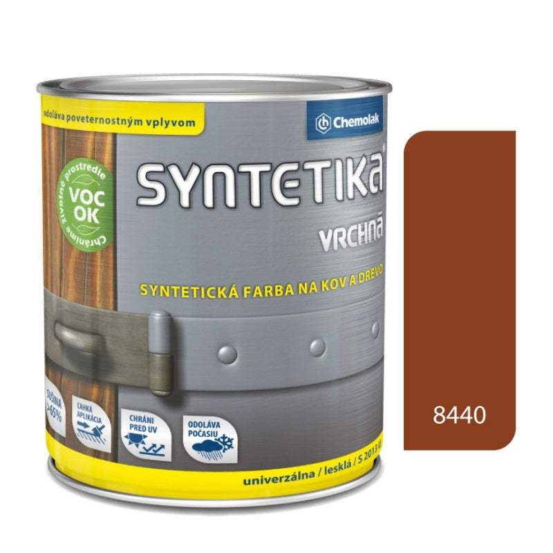Chemolak SYNTETIKA S 2013 U Vrchní syntetická lesklá barva na kov a dřevo - 8440 - Červenohnědá