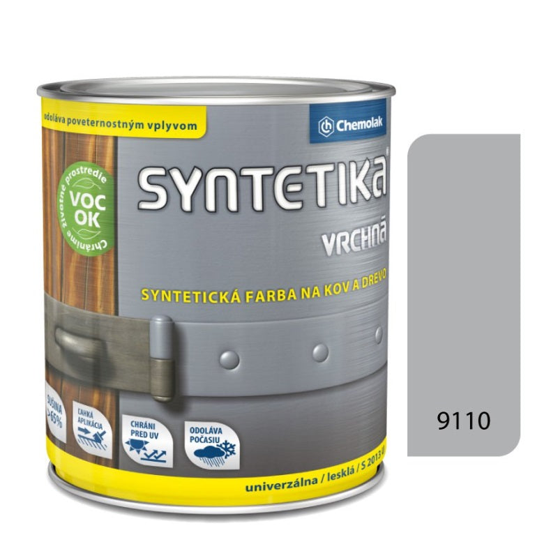 Chemolak SYNTETIKA S 2013 U Vrchní syntetická lesklá barva na kov a dřevo - 9110 - Hliníková