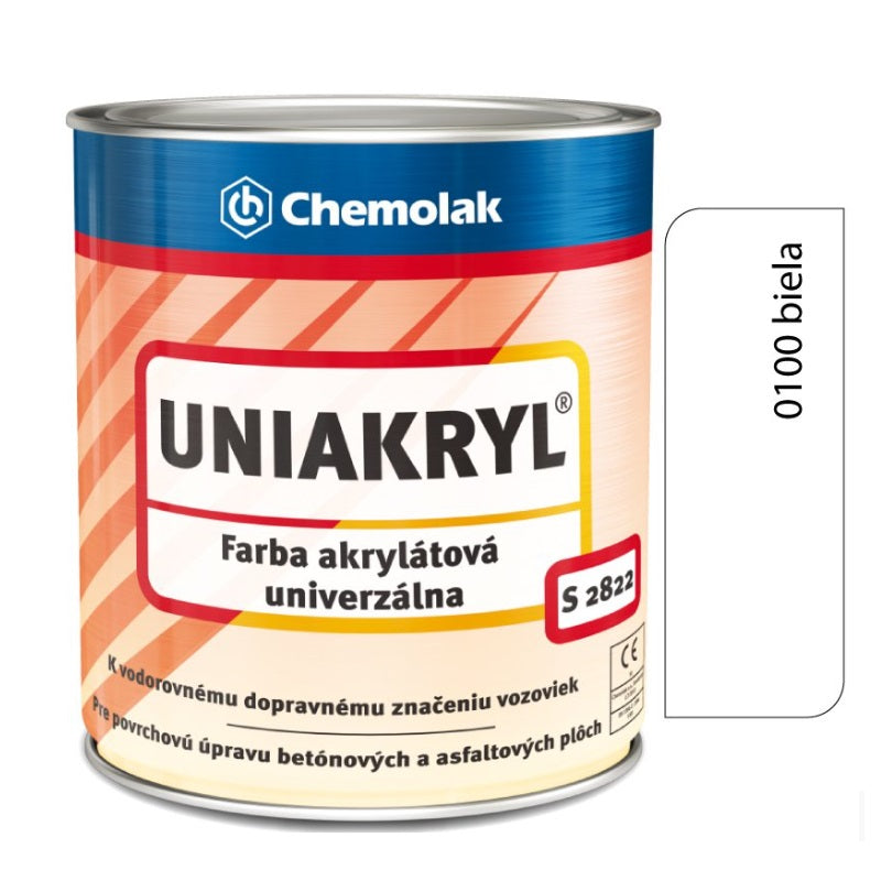 Chemolak UNIAKRYL S 2822 akrylátová otěruvzdorná univerzální matná barva - bílá