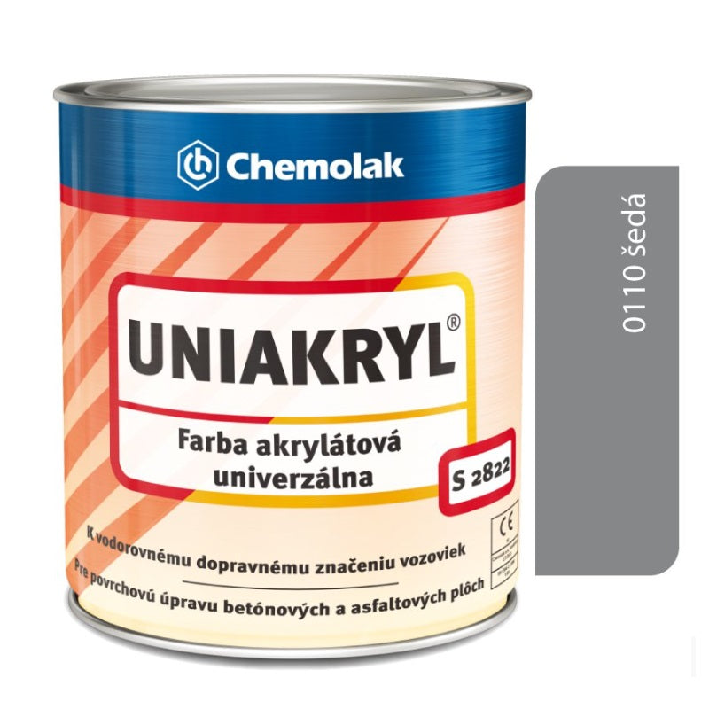Chemolak UNIAKRYL S 2822 akrylátová otěruvzdorná univerzální matná barva - šedá