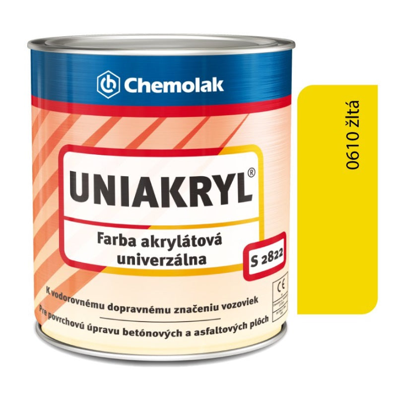 Chemolak UNIAKRYL S 2822 akrylátová otěruvzdorná univerzální matná barva - žlutá