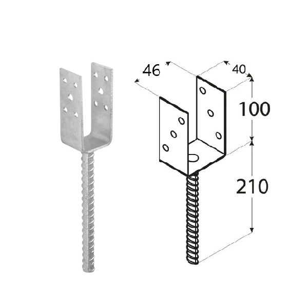 DOMAX PSL 45 zapuštěná patka sloupku typu U (ZNO)
