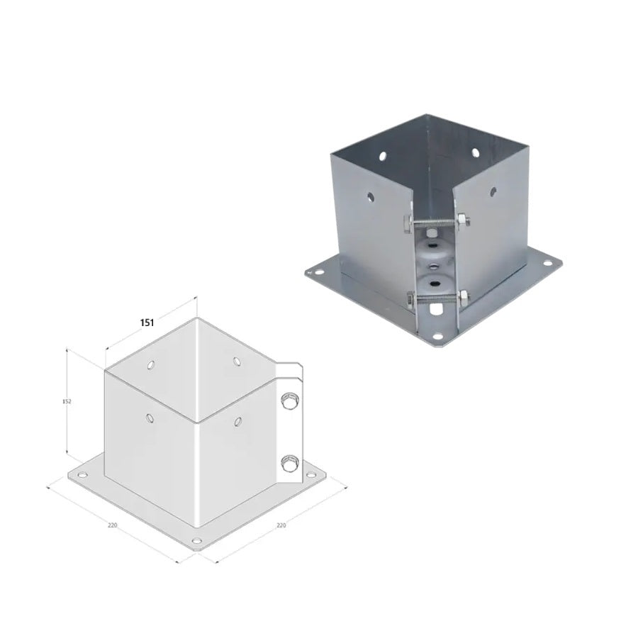 DOMAX PSPA šroubovací patka sloupku se čtvercovou základnou (ZNG) 151