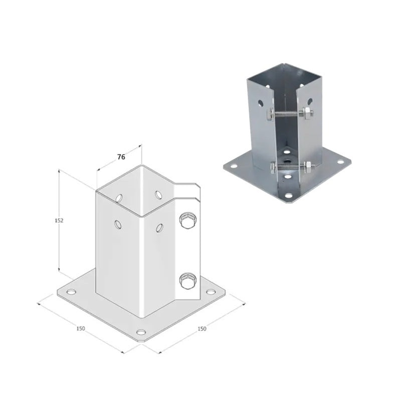 DOMAX PSPA šroubovací patka sloupku se čtvercovou základnou (ZNG) 76
