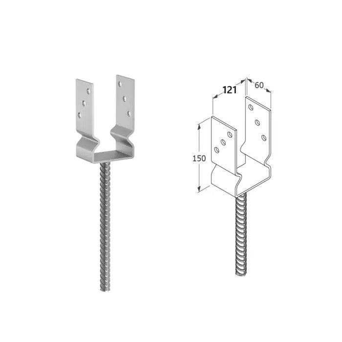 DOMAX PSZ zapuštěná patka sloupku typu U (ZNO) 120