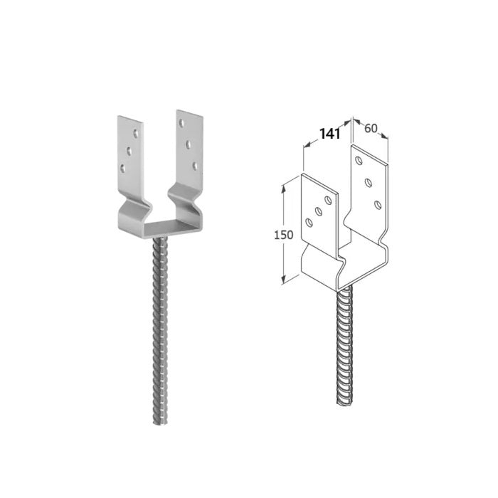 DOMAX PSZ zapuštěná patka sloupku typu U (ZNO) 140