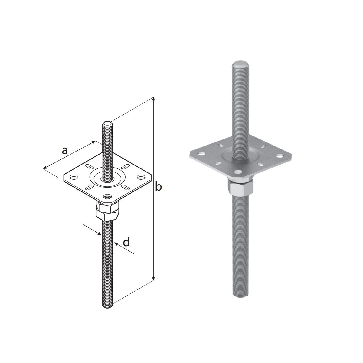 DOMAX PPSR zapuštěná závitová patka sloupku nastavitelná (ZNG) 100