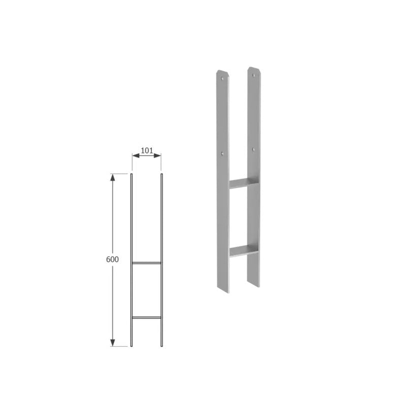 DOMAX PSH zapuštěná patka sloupku typu H (ZNO) 100