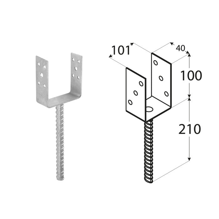 DOMAX PSL 100 zapuštěná patka sloupku typu U (ZNO)