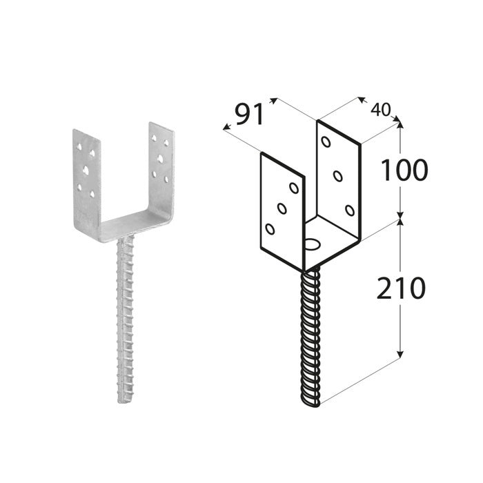 DOMAX PSL 90 zapuštěná patka sloupku typu U (ZNO)