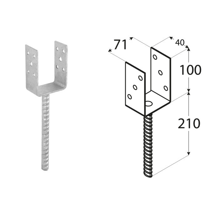DOMAX PSL 70 zapuštěná patka sloupku typu U (ZNO)
