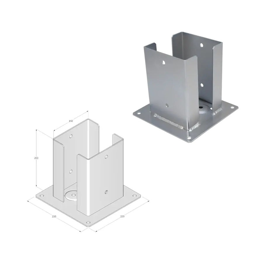 DOMAX PSPD zašroubovací patka sloupku se čtvercovou základnou (ZNO) 140