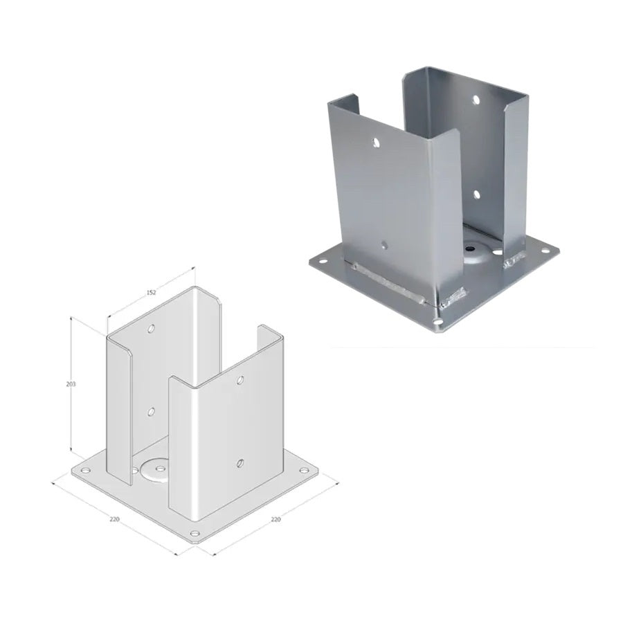 DOMAX PSPD zašroubovací patka sloupku se čtvercovou základnou (ZNO) 150