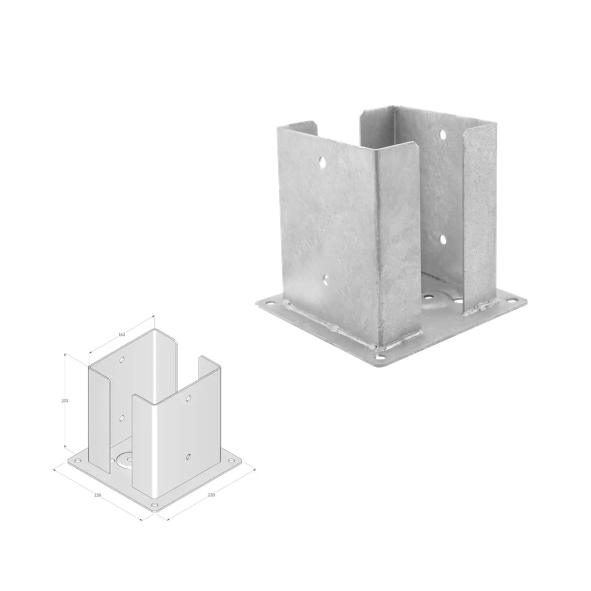 DOMAX PSPD zašroubovací patka sloupku se čtvercovou základnou (ZNO) 160