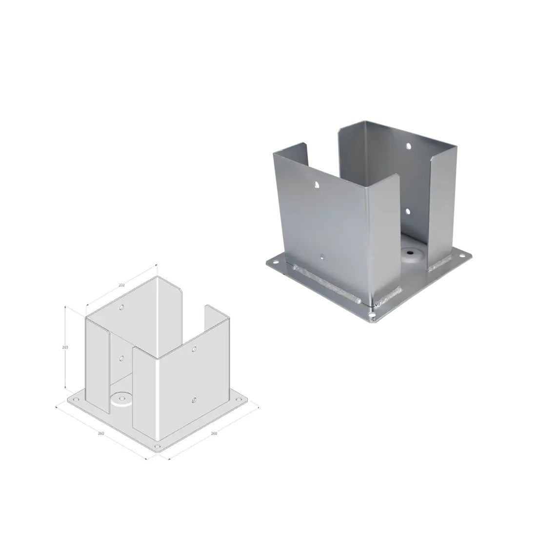 DOMAX PSPD zašroubovací patka sloupku se čtvercovou základnou (ZNO) 200