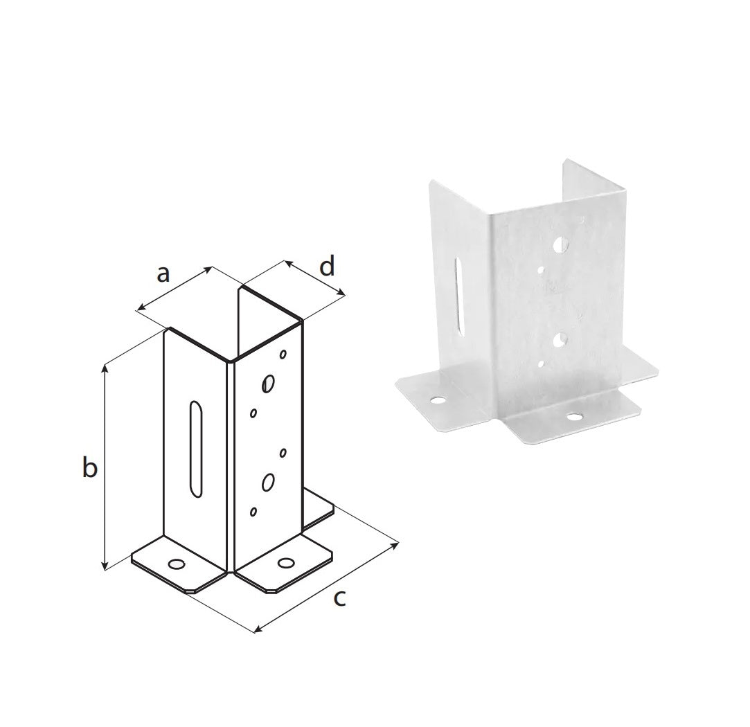 DOMAX PSP DX 100 šroubovací patka sloupku se čtvercovou základnou otevřená