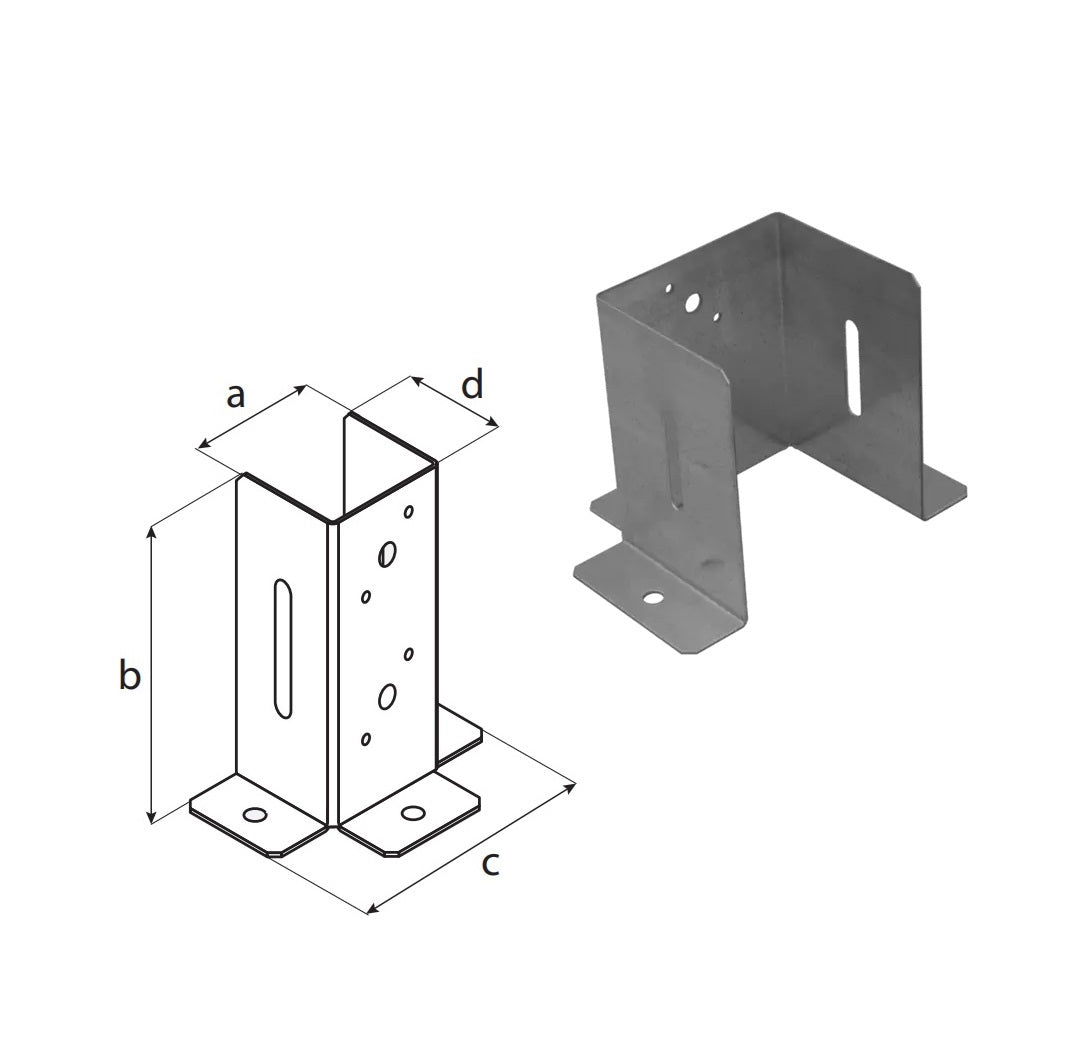 DOMAX PSP DX 120 šroubovací patka sloupku se čtvercovou základnou otevřená