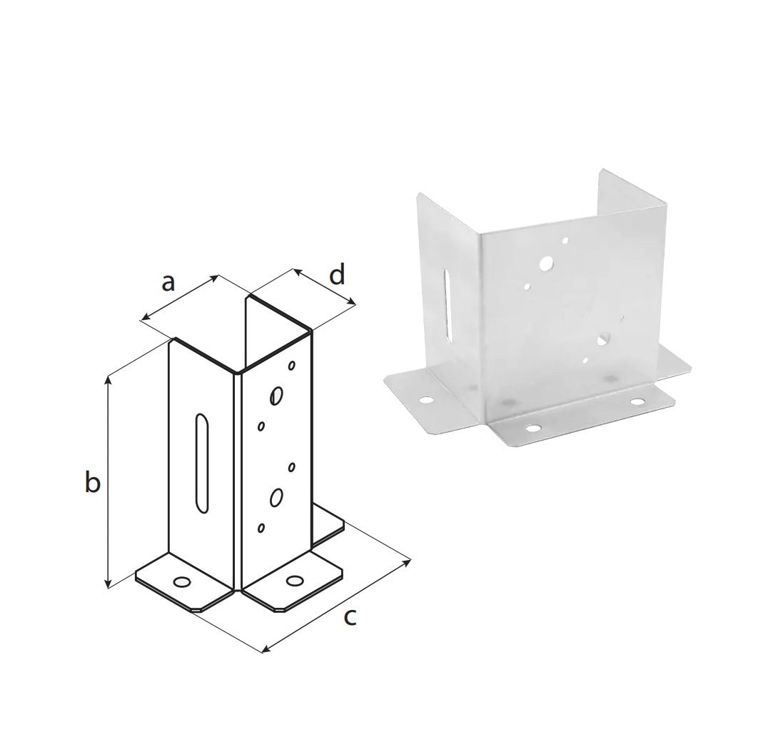 DOMAX PSP DX 150 šroubovací patka sloupku se čtvercovou základnou otevřená