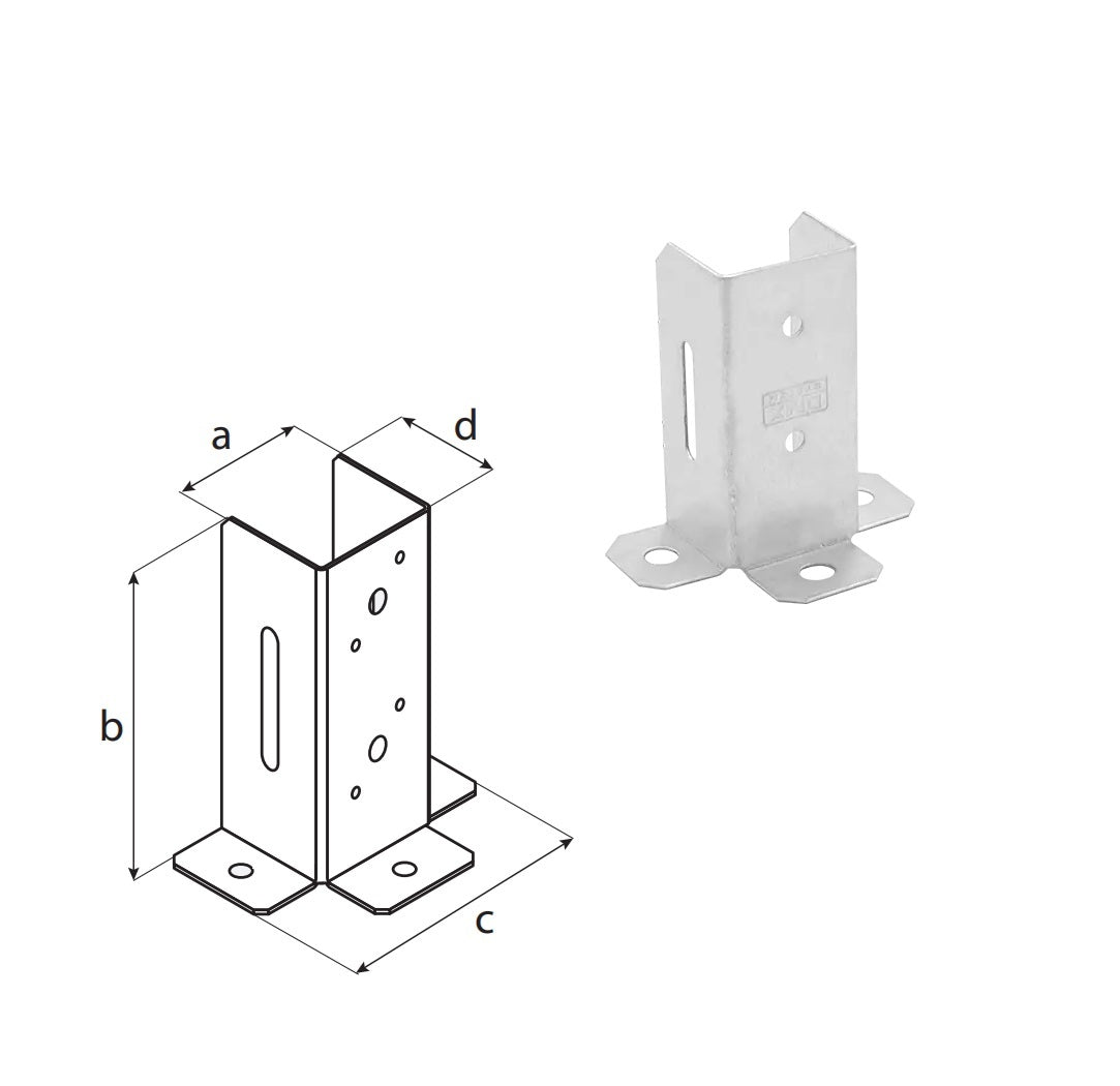 DOMAX PSP DX 45 šroubovací patka sloupku se čtvercovou základnou otevřená