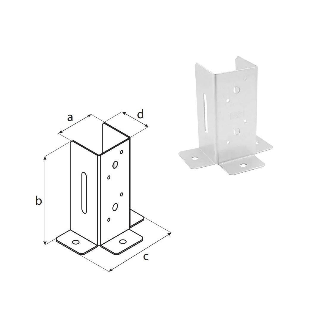 DOMAX PSP DX 70 šroubovací patka sloupku se čtvercovou základnou otevřená