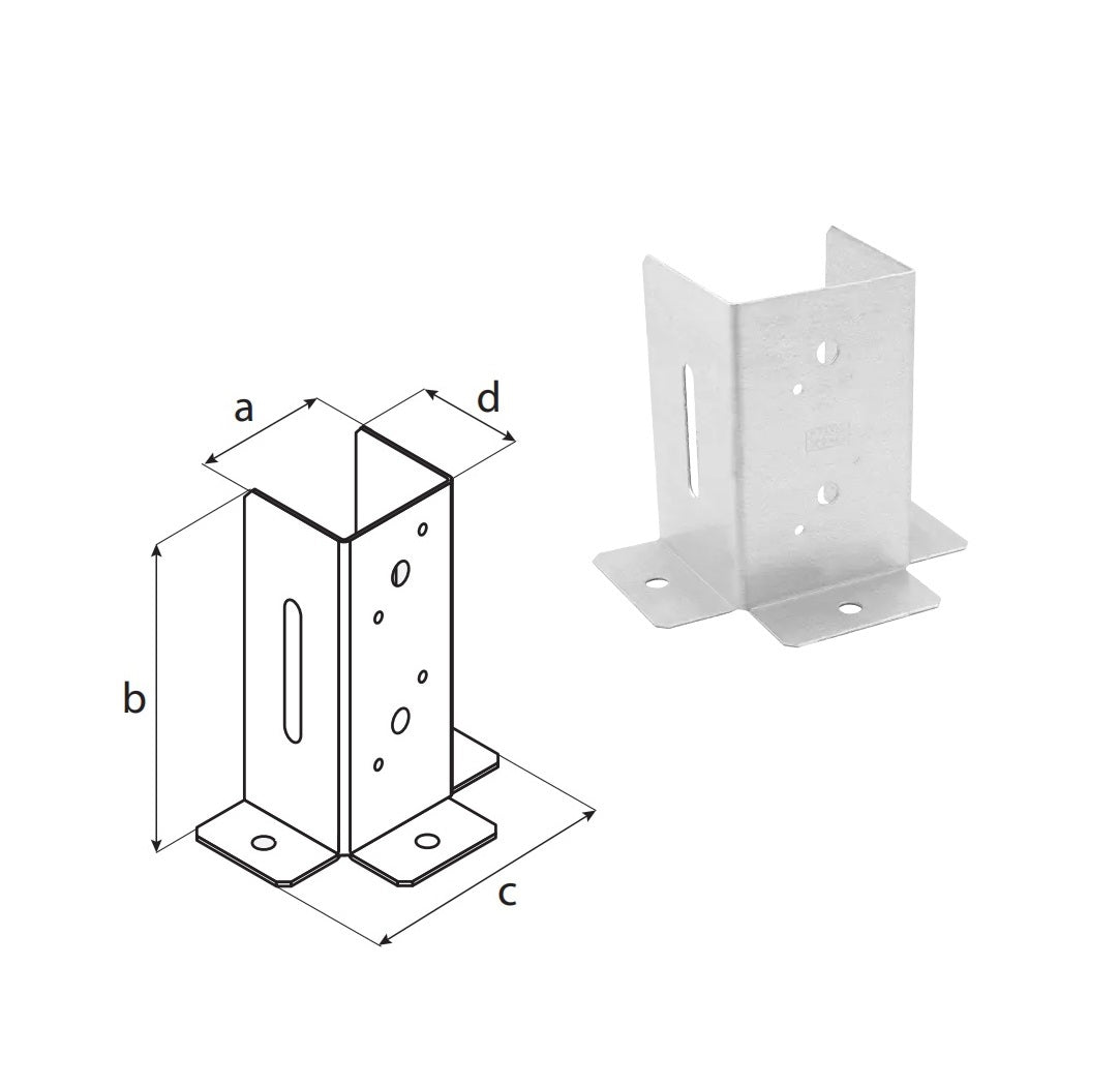 DOMAX PSP DX 90 šroubovací patka sloupku se čtvercovou základnou otevřená