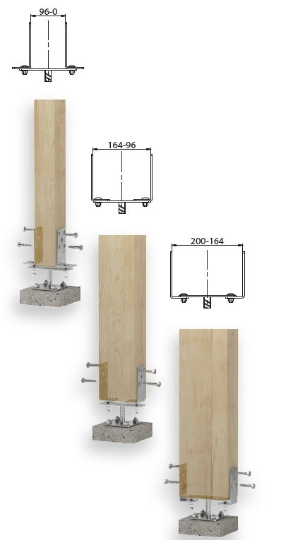 DOMAX PSRT R65 zašroubovací patka sloupku typu U nastavitelná montovaní