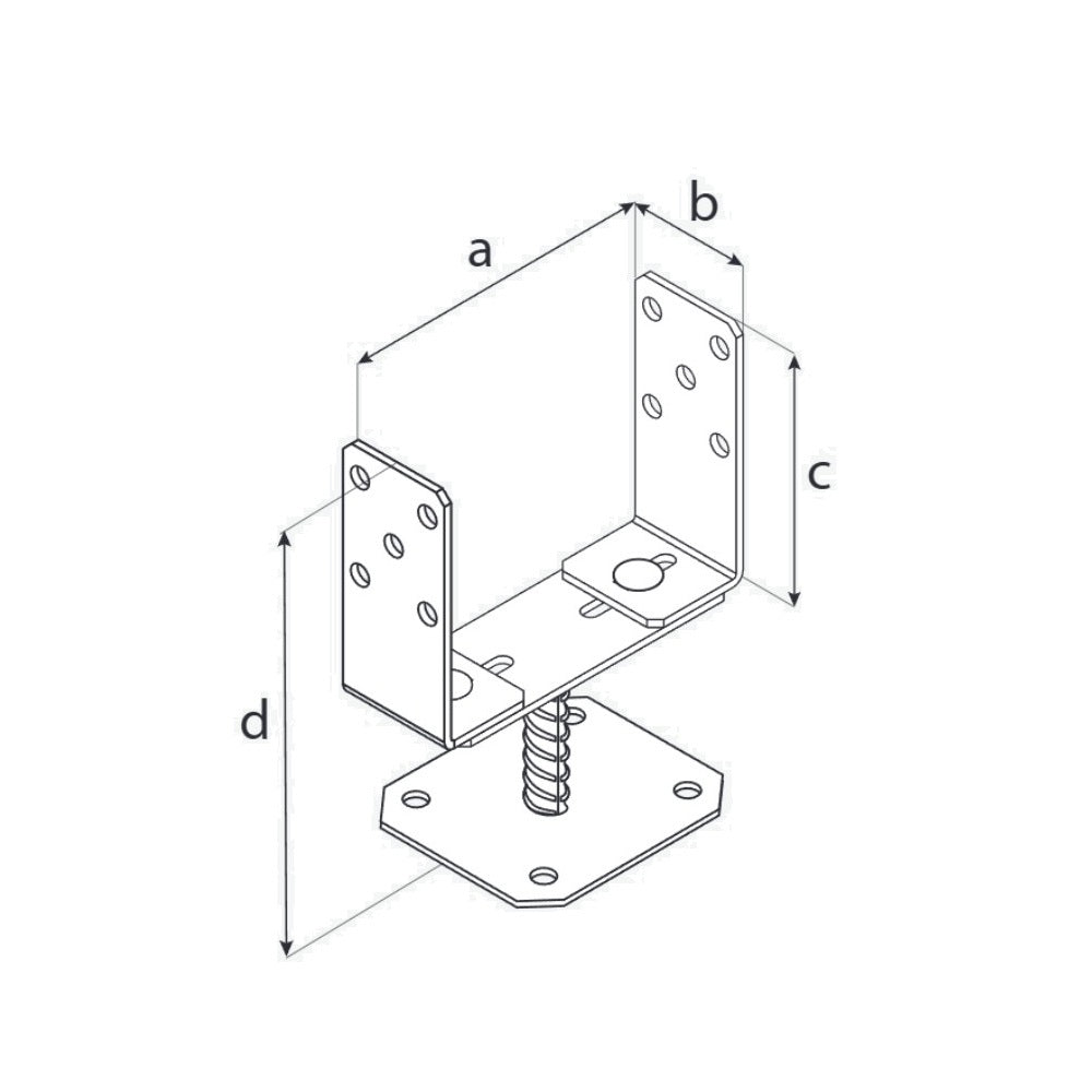 DOMAX PSRT šroubovací patka sloupku typu U nastavitelná technické parametry