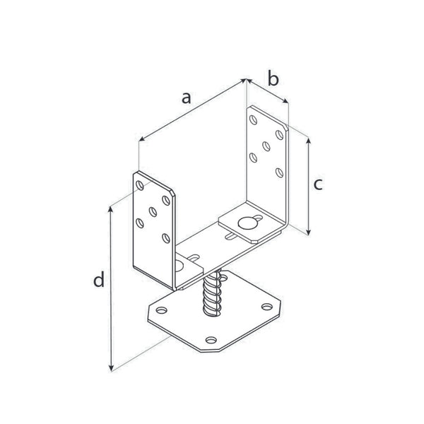 DOMAX PSRT šroubovací patka sloupku typu U nastavitelná technické parametry