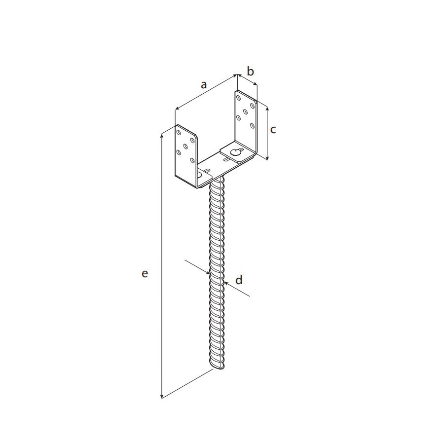 DOMAX PSRU 60-200 500 zapuštěná patka sloupku typu U, nastavitelná (ZNO)