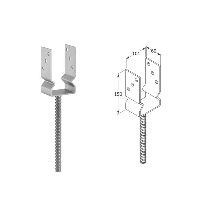 DOMAX PSZ zapuštěná patka sloupku typu U (ZNO) 100