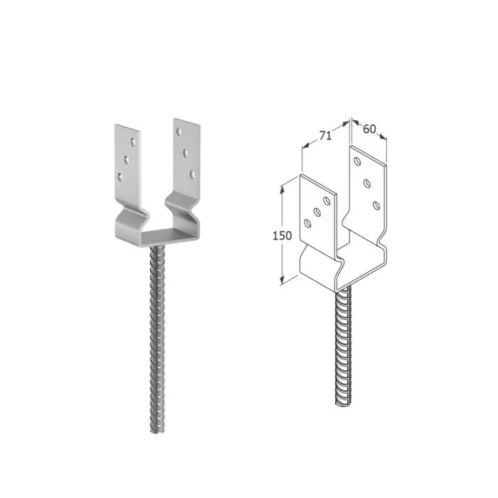 DOMAX PSZ zapuštěná patka sloupku typu U (ZNO) 70