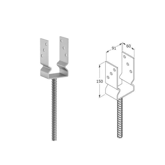 DOMAX PSZ zapuštěná patka sloupku typu U (ZNO) 90