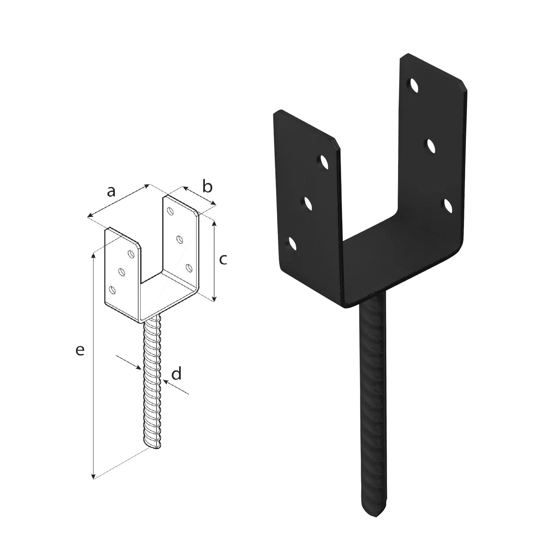 DOMAX PS zapuštěná patka sloupku typu U AN 100