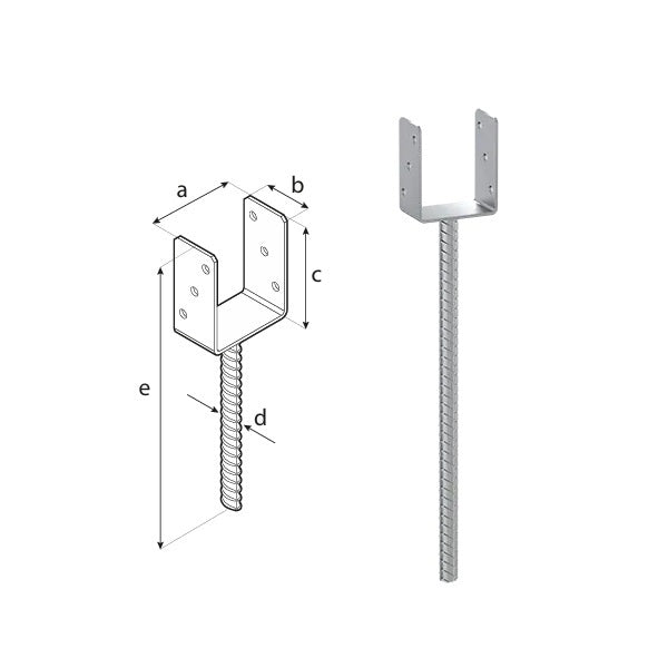 DOMAX PS 500 zapuštěná patka sloupku typu U na dlouhé tyči (ZNO) 100