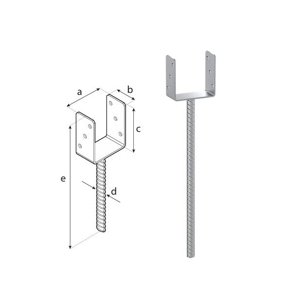 DOMAX PS 500 zapuštěná patka sloupku typu U na dlouhé tyči (ZNO) 120