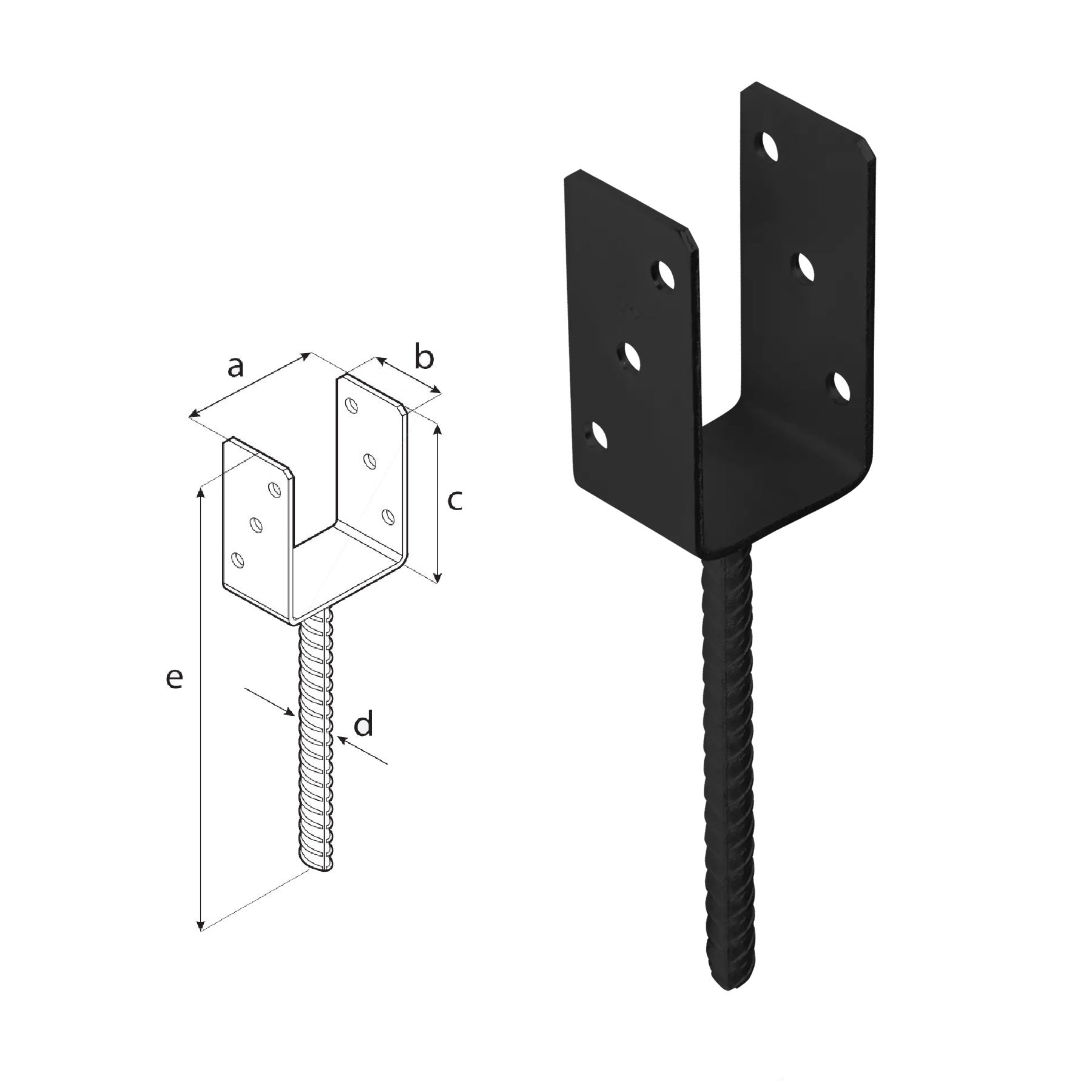 DOMAX PS zapuštěná patka sloupku typu U AN 70