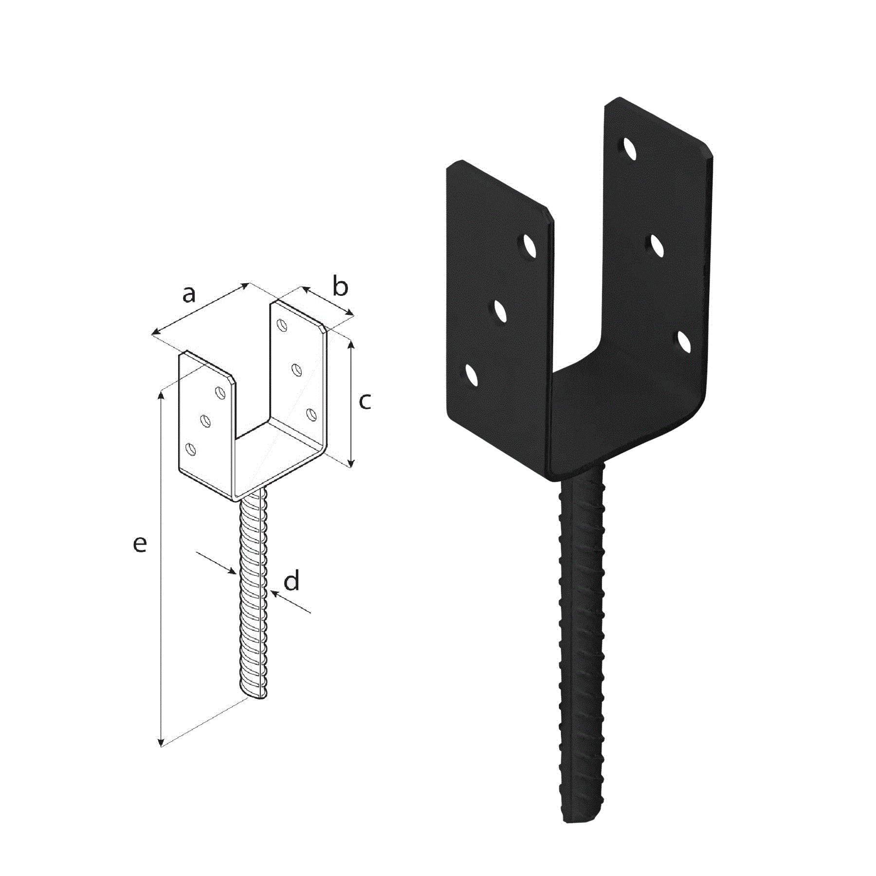 DOMAX PS zapuštěná patka sloupku typu U AN 80