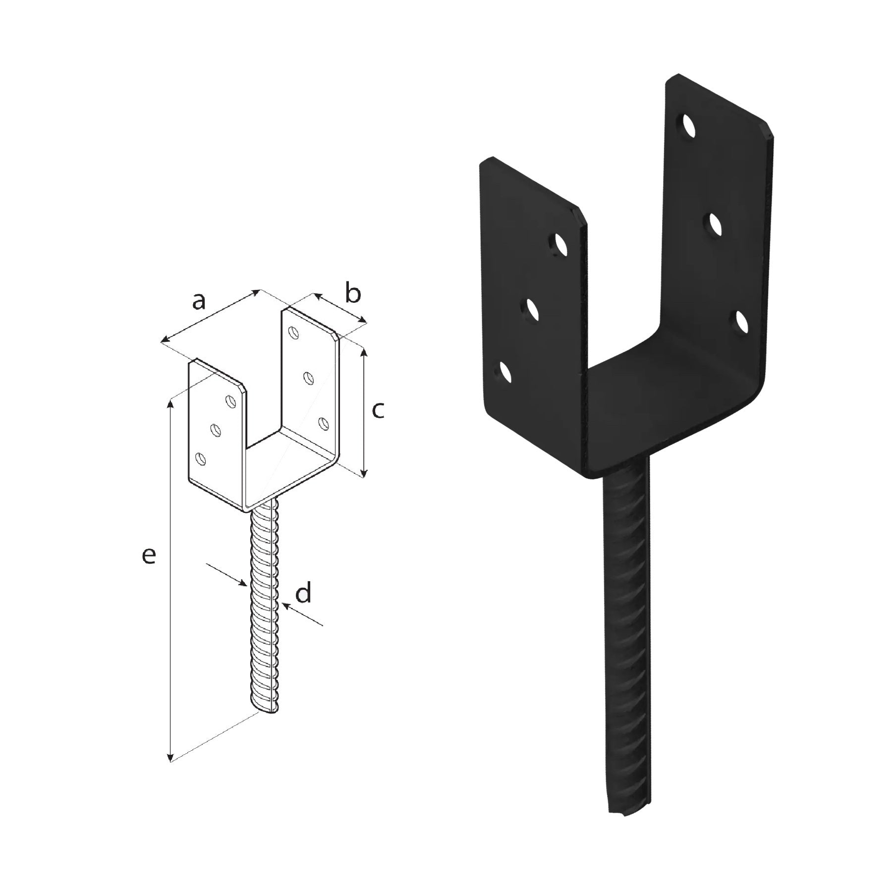 DOMAX PS zapuštěná patka sloupku typu U AN 90