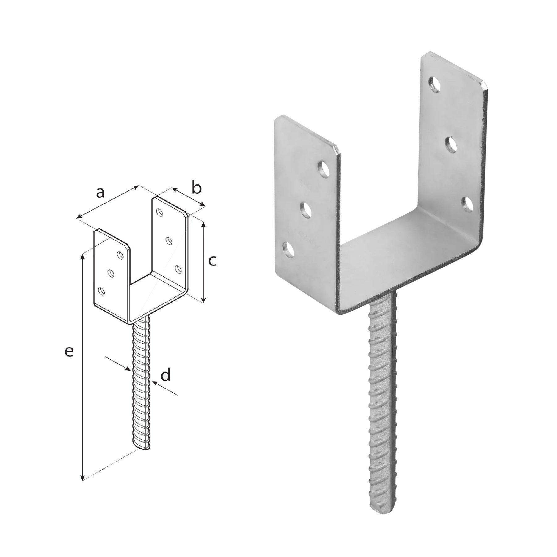 DOMAX PS zapuštěná patka sloupku typu U ZNG 120