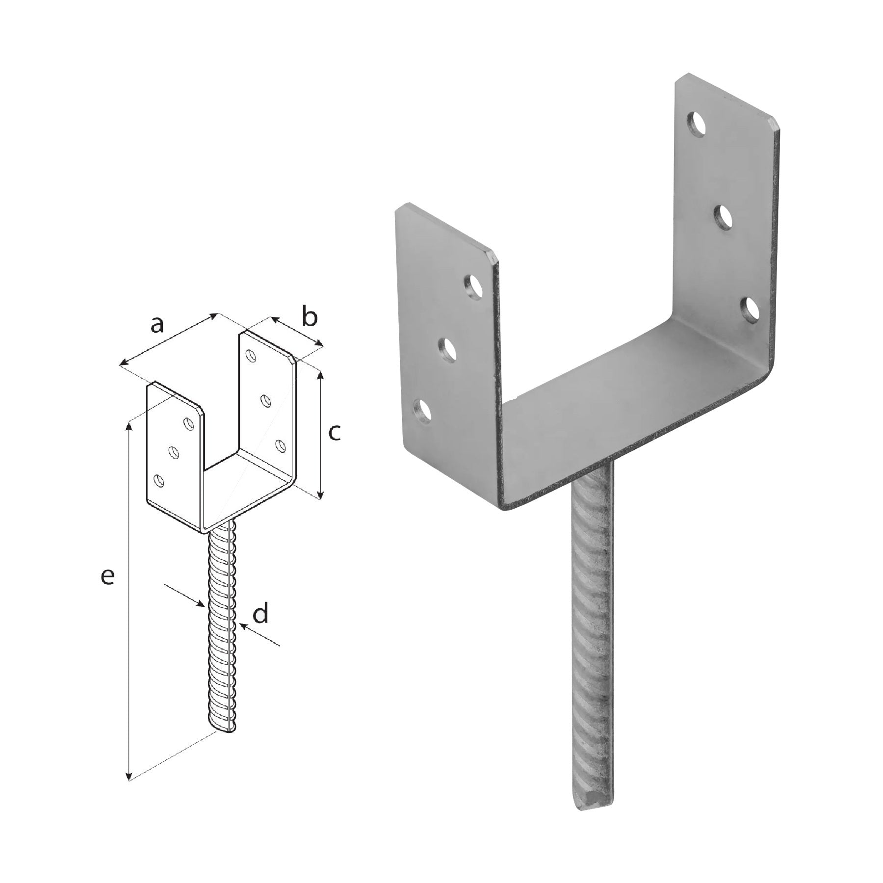 DOMAX PS zapuštěná patka sloupku typu U ZNG 150