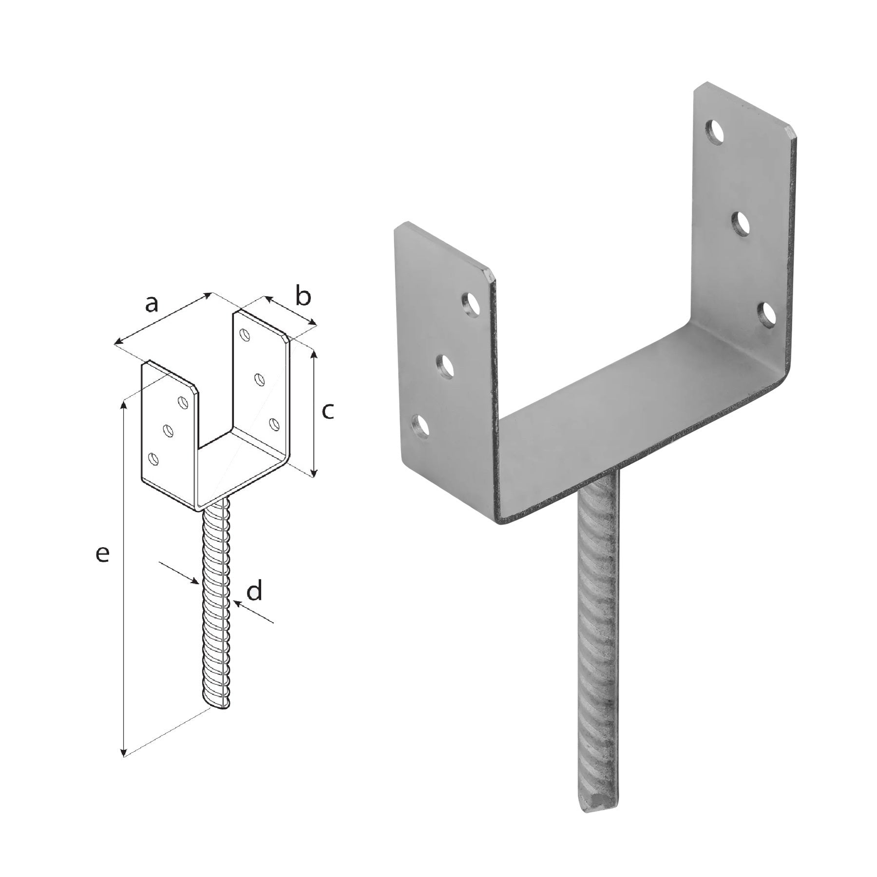 DOMAX PS zapuštěná patka sloupku typu U ZNG 160