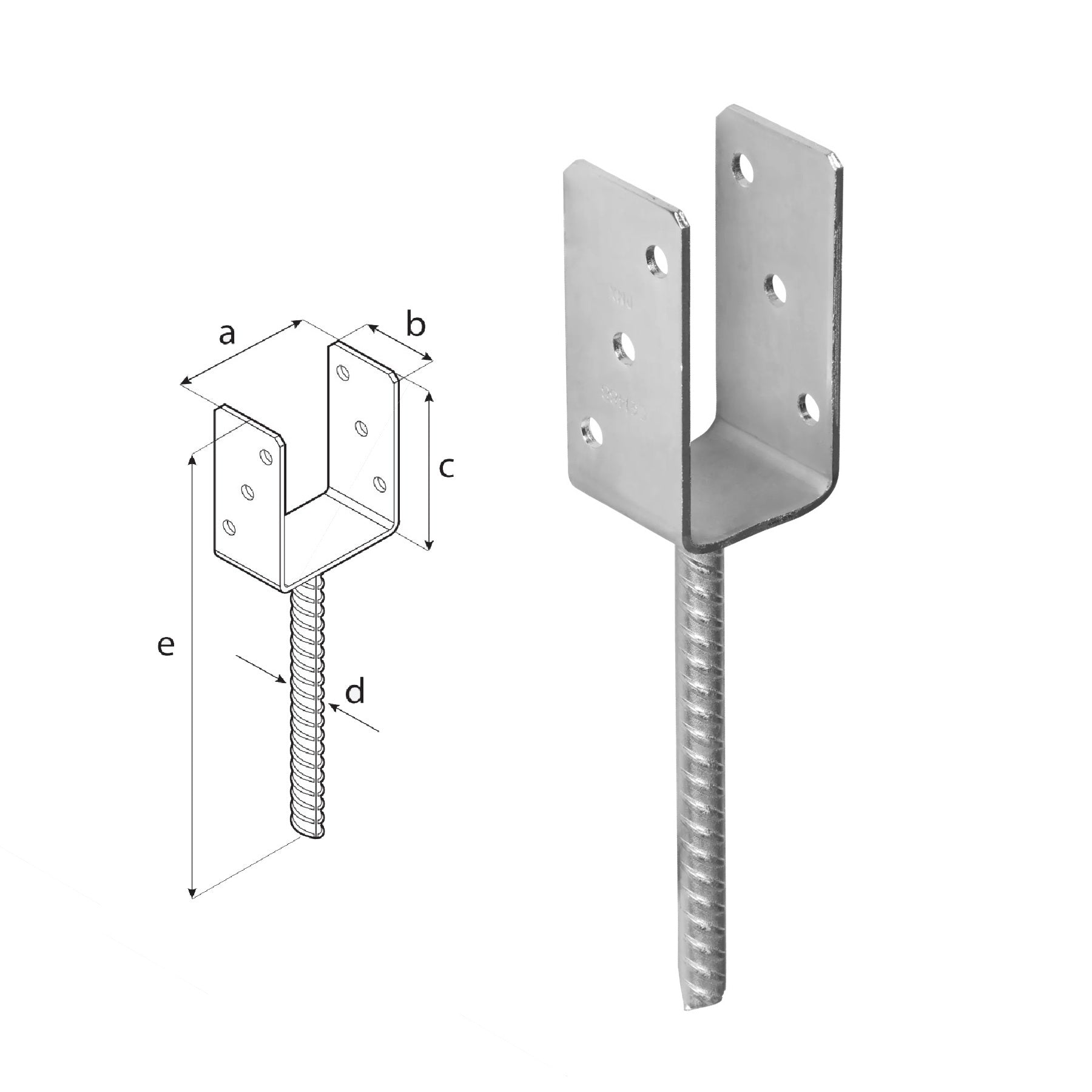 DOMAX PS zapuštěná patka sloupku typu U ZNG 60