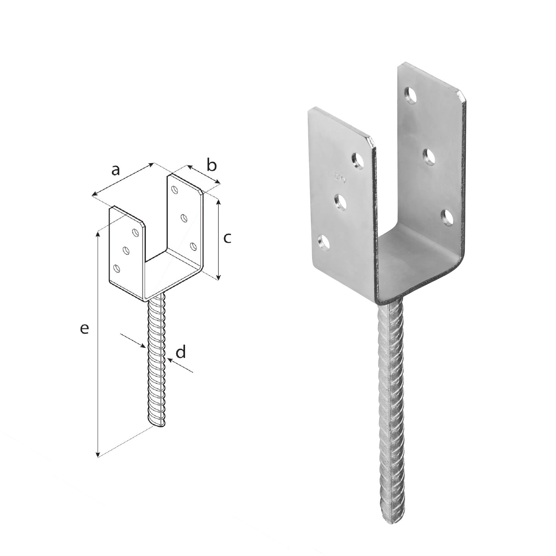 DOMAX PS zapuštěná patka sloupku typu U ZNG 70